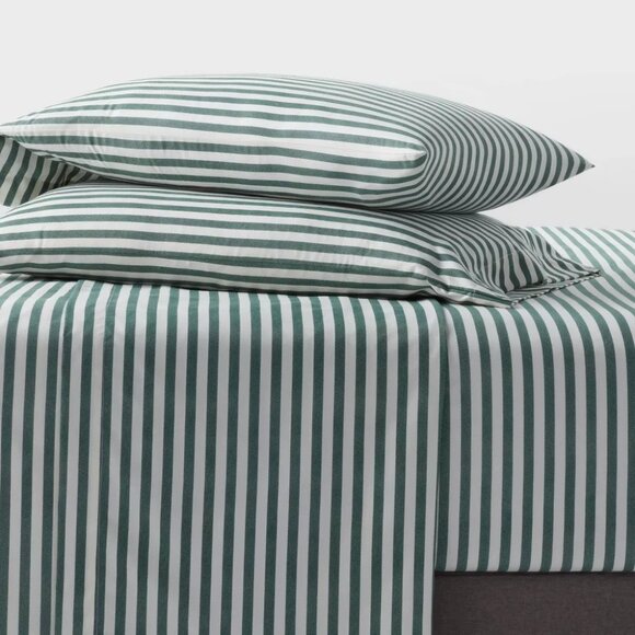 NEW Microfiber Sheet Set - Room Essentials™ Green Stripe Twin/Twin XL - Picture 1 of 8